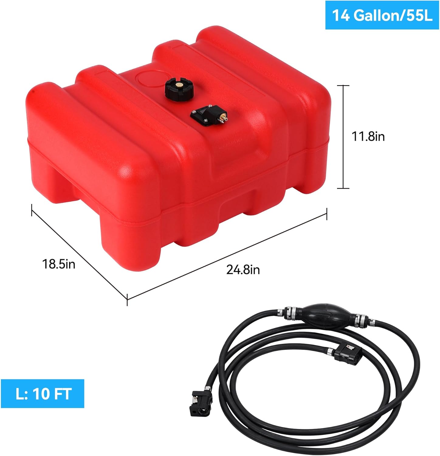 Marine Tank, 12 Gallon Marine Portable Tank Outboard Marine Boat Tank With Line, I-Shaped Handle, Easy to Carry11