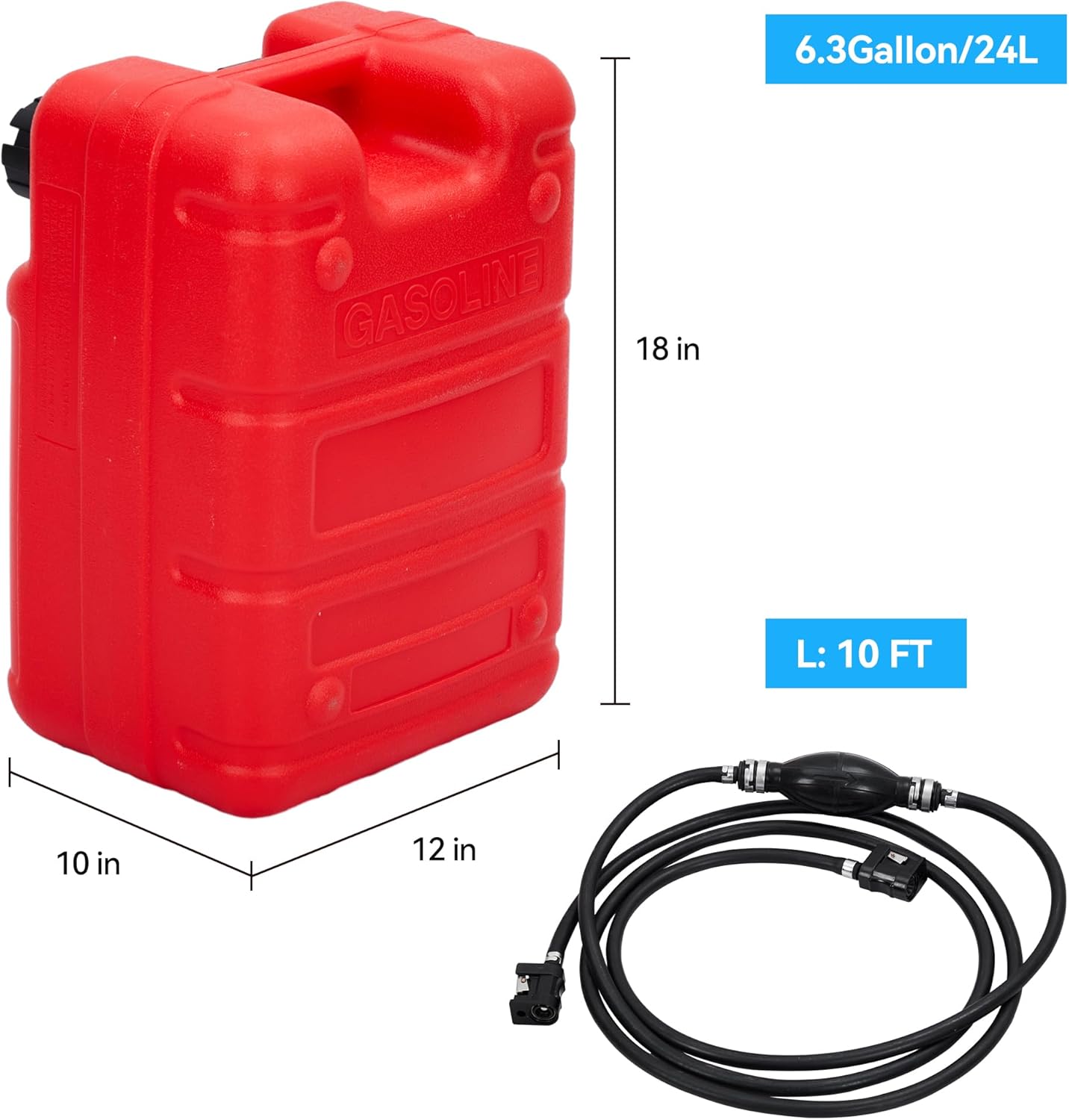 Marine Tank, 6 Gallon Marine Portable Tank Outboard Marine Boat Tank With Line, I-Shaped Handle, Easy to Carry5