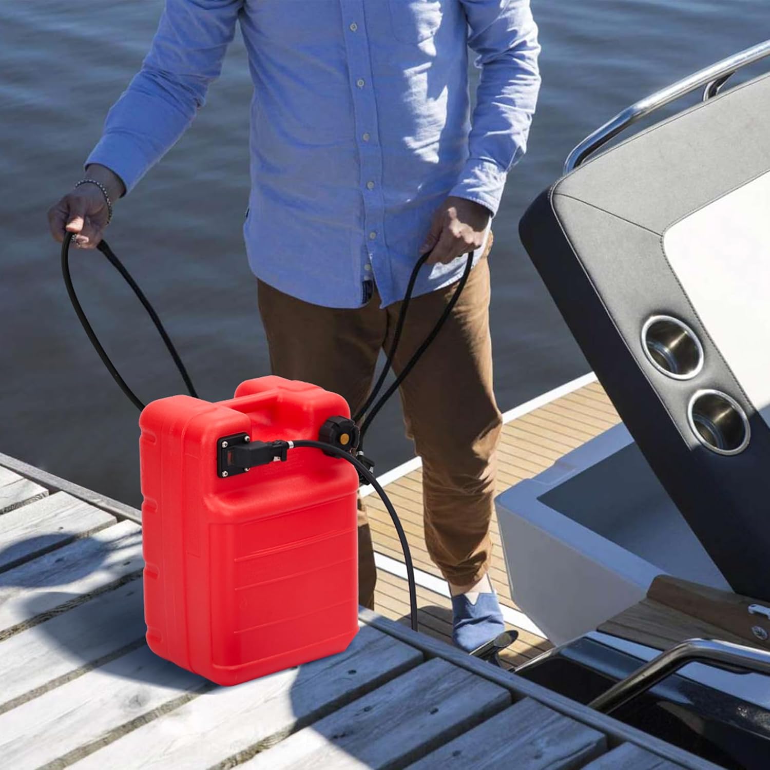 Marine Tank, 6 Gallon Marine Portable Tank Outboard Marine Boat Tank With Line, I-Shaped Handle, Easy to Carry7