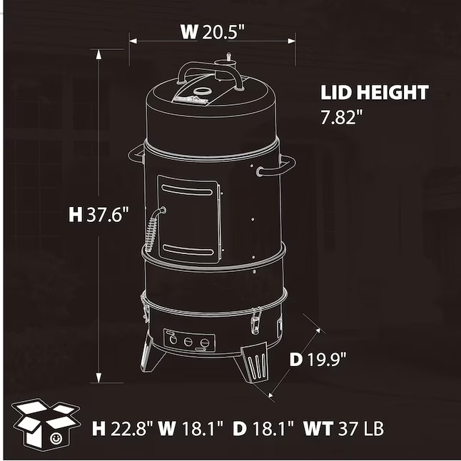 Master Forge CBS24032L 564-Sq. Inches Black Vertical Charcoal Smoker0_11zon