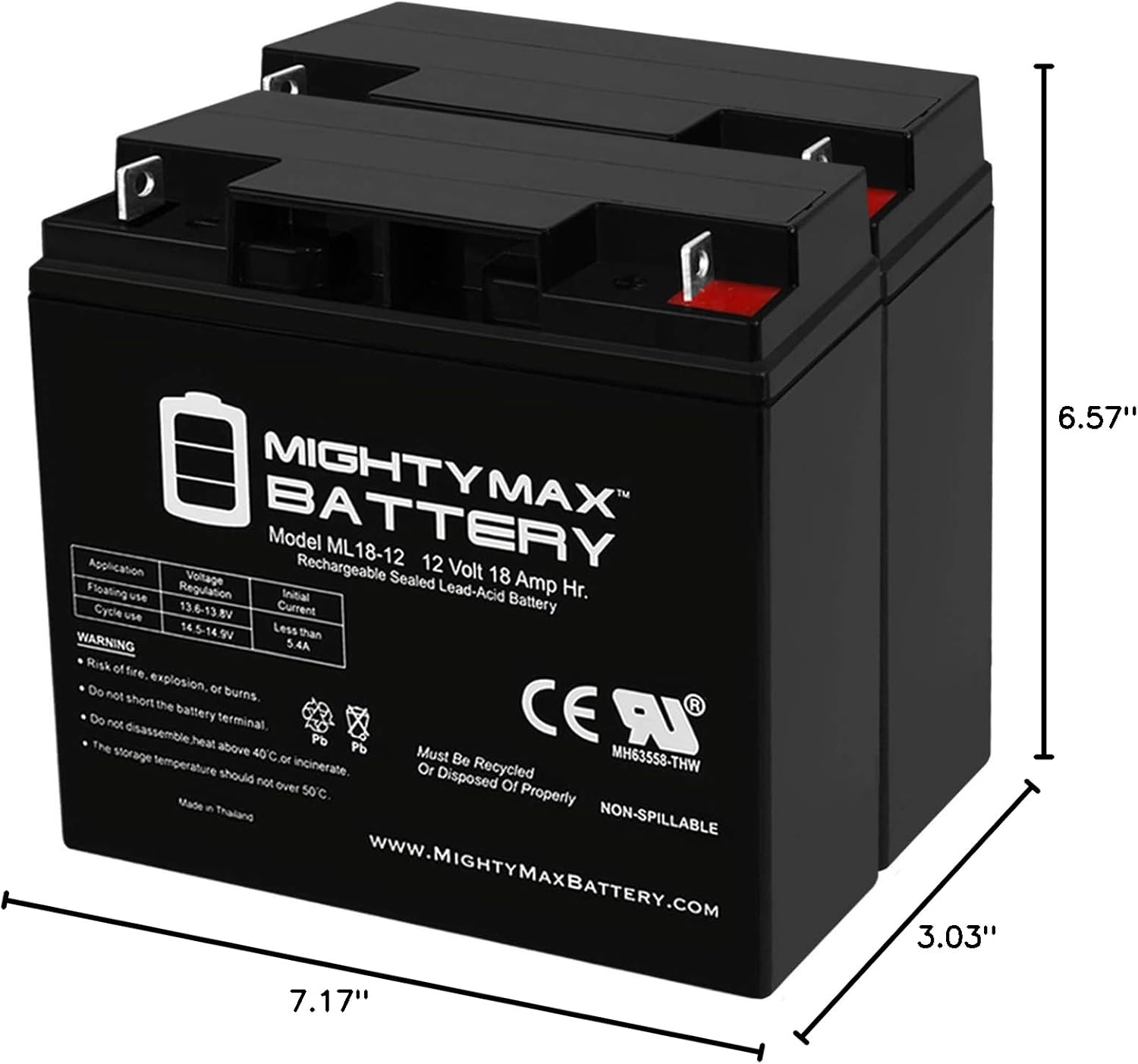 Mighty Max Battery ML18-12 - 12 VOLT 18 AH SLA BATTERY - PACK OF 27