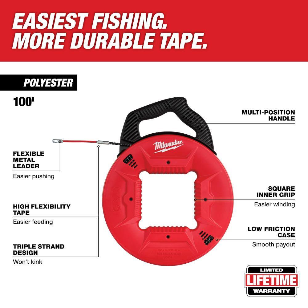 Milwaukee 48-22-4195 100 ft. Polyester Fish Tape with Flexible Metal Leader2