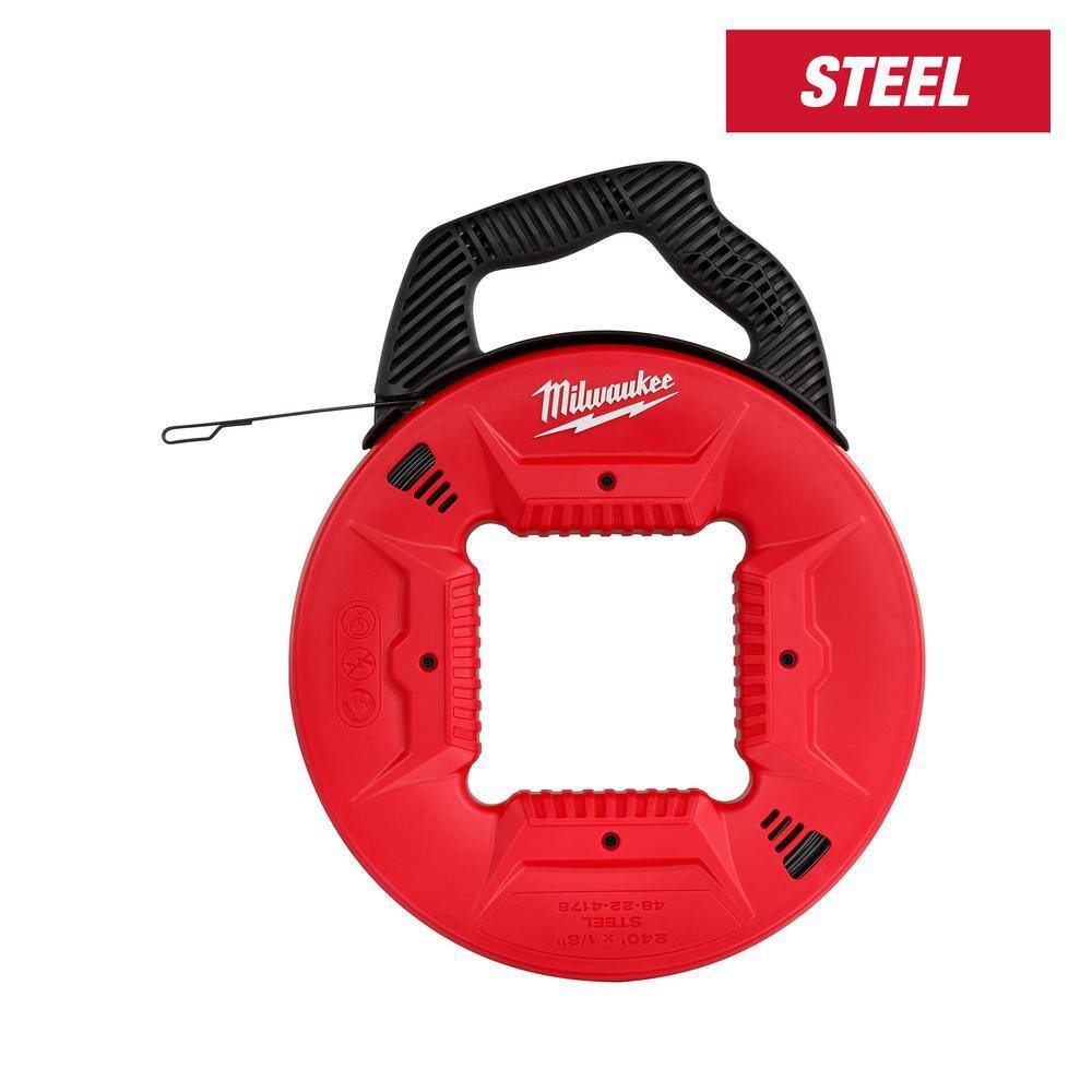 Milwaukee 48-22-4197-48-22-4178 200 ft. Polyester Fish Tape with Flexible Metal Leader with 1 8 in. x 240 ft. Steel Fish Tape2