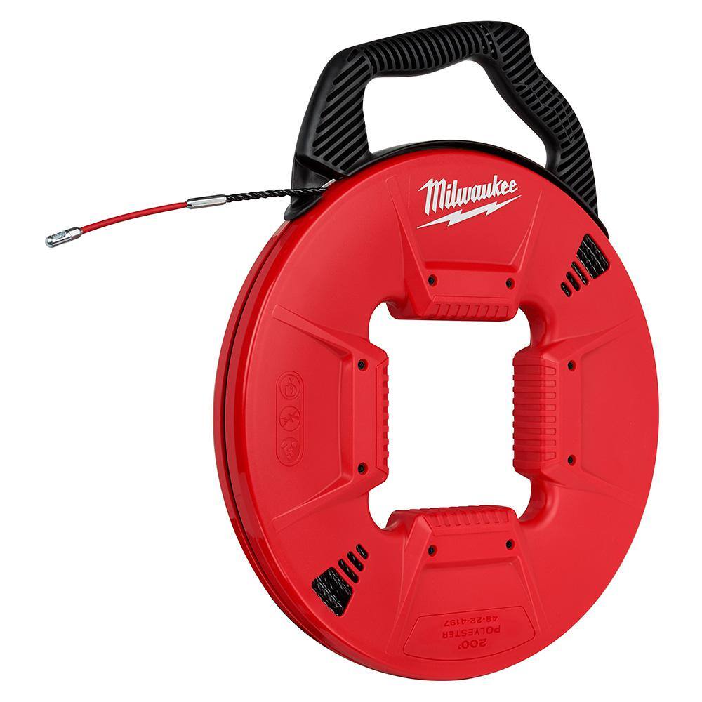 Milwaukee 48-22-4197-48-22-4178 200 ft. Polyester Fish Tape with Flexible Metal Leader with 1 8 in. x 240 ft. Steel Fish Tape9