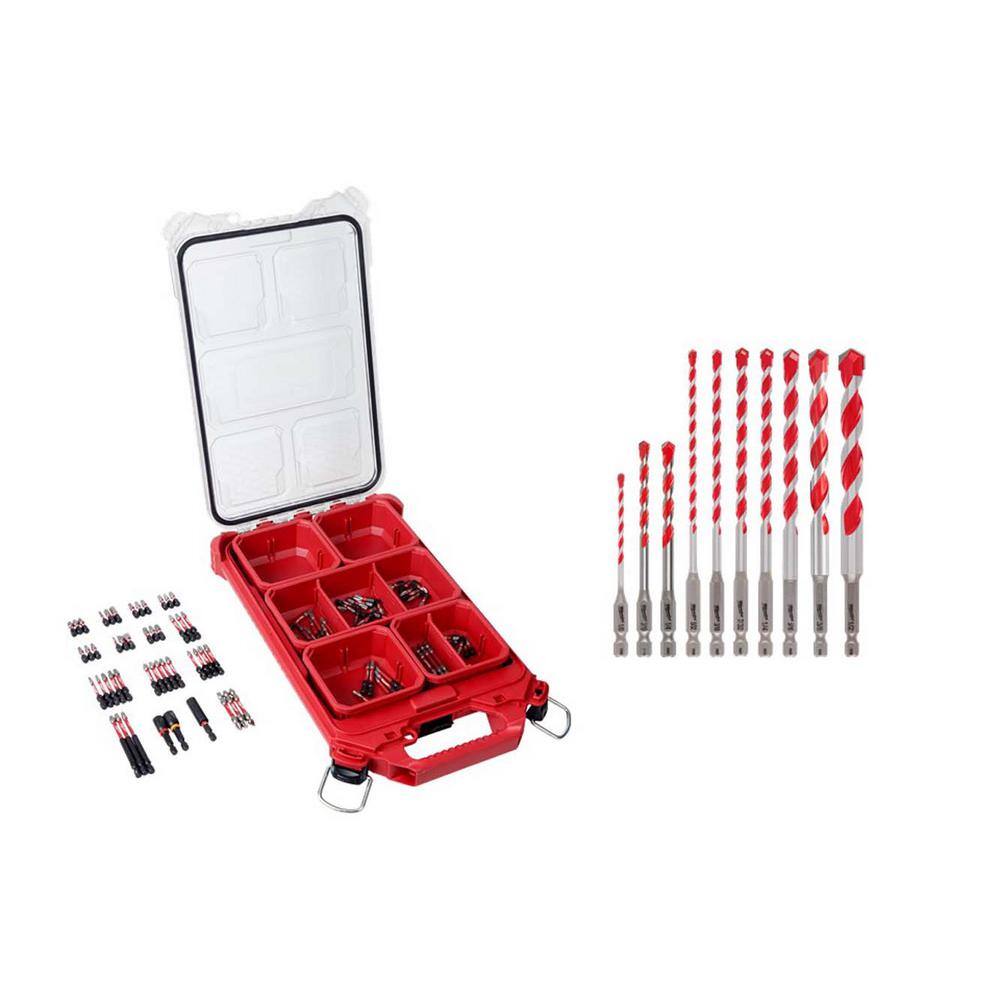 Milwaukee 48-32-4082-48-20-9058 SHOCKWAVE Impact Duty Alloy Steel Driver Bit Set with PACKOUT Case w Carbide Hammer Drill Bit Set (110-Piece) Milwaukee 48-32-4082-48-20-9058 SHOCKWAVE Impact Duty Alloy Steel Driver Bit Set with PACKOUT Case w/Carbide Hammer Drill Bit Set (110-Piece)