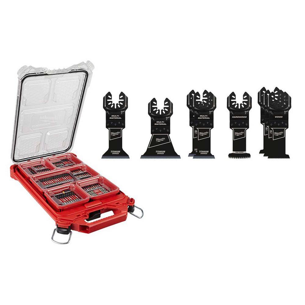 Milwaukee 48-32-4082-49-10-9108W SHOCKWAVE Impact Duty Alloy Steel Screw Driver Bit Set with PACKOUT Case and Oscillating Multi-Tool Blade Set(108-Piece) Milwaukee 48-32-4082-49-10-9108W SHOCKWAVE Impact Duty Alloy Steel Screw Driver Bit Set with PACKOUT Case and Oscillating Multi-Tool Blade Set(108-Piece)
