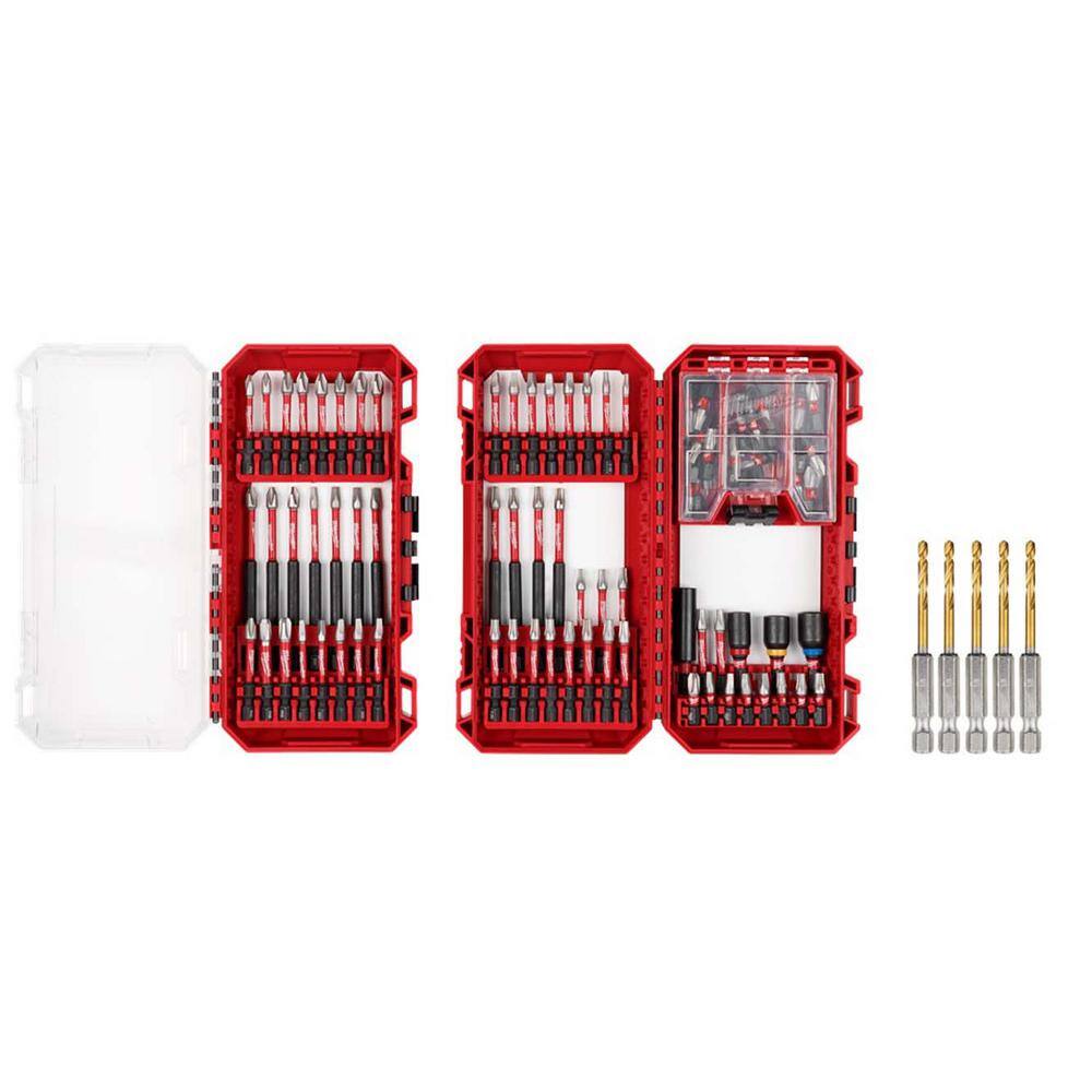 Milwaukee 48-32-5150-48-89-4655 SHOCKWAVE Impact-Duty Alloy Steel Screw Driver Bit Set with SHOCKWAVE 1 8 in. Titanium Twist Drill Bit (105-Piece) Milwaukee 48-32-5150-48-89-4655 SHOCKWAVE Impact-Duty Alloy Steel Screw Driver Bit Set with SHOCKWAVE 1/8 in. Titanium Twist Drill Bit (105-Piece)