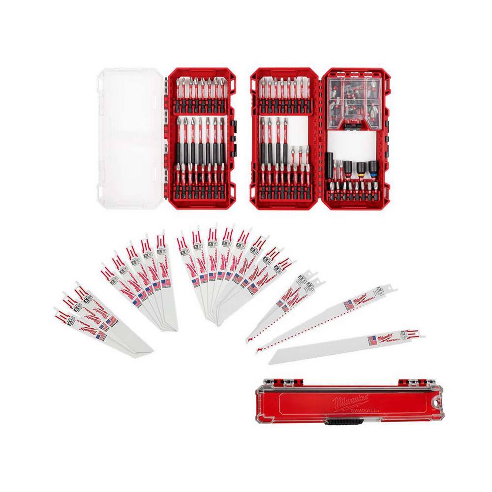 Milwaukee 48-32-5150-49-22-1110U SHOCKWAVE Impact-Duty Alloy Steel Drill and Screw Driver Bit Set with Sawzall Blade Set (120-Piece) Milwaukee 48-32-5150-49-22-1110U SHOCKWAVE Impact-Duty Alloy Steel Drill and Screw Driver Bit Set with Sawzall Blade Set (120-Piece)