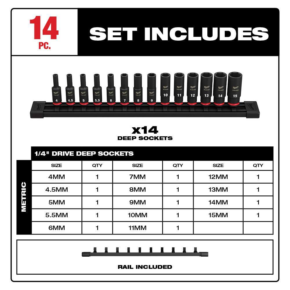 Milwaukee 48-32-5150-49-66-7003 SHOCKWAVE Impact-Duty Alloy Steel Screw Driver Bit Set with SHOCKWAVE 1 4 in. Drive Metric Impact Socket Set (114-Piece)3