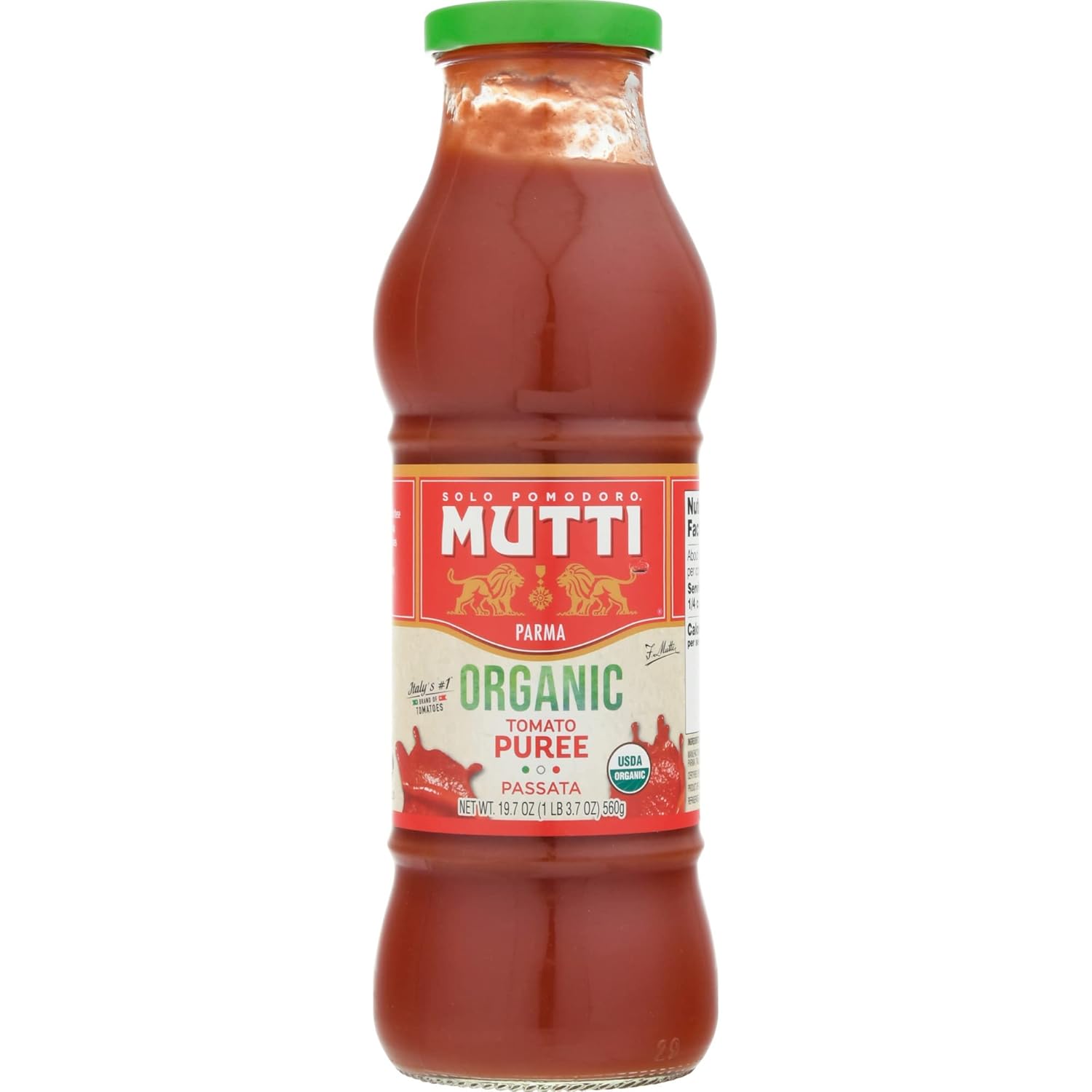 Mutti Organic Tomato Puree (Passata), 19.7 oz. 6 Pack Mutti Organic Tomato Puree (Passata), 19.7 oz. | 6 Pack | Italy’s #1 Brand of Tomatoes | Fresh Taste for Cooking | Bottled Tomatoes | Vegan Friendly & Gluten Free | No Additives or Preservatives