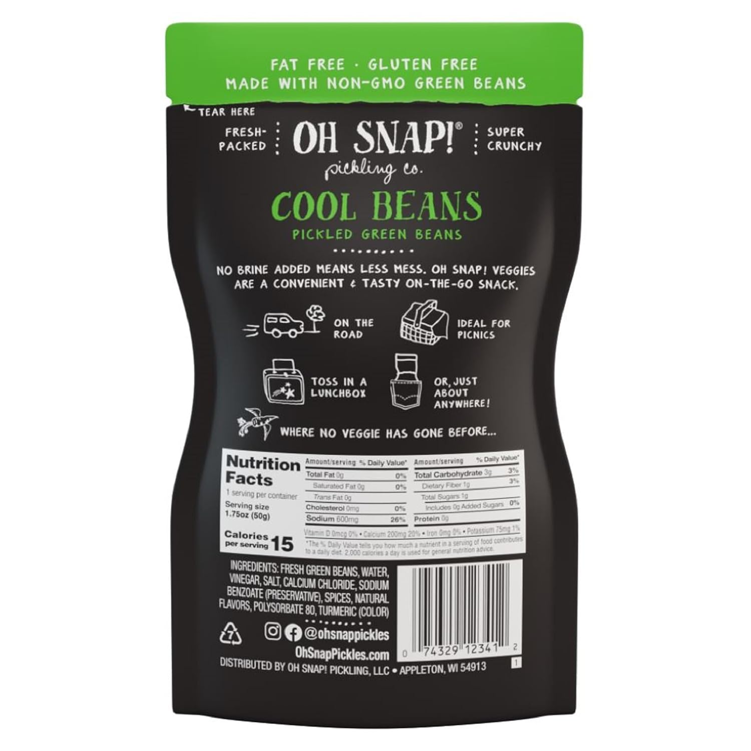 OH Snap Cool Beans Pickled Green Beans, 1.75 Ounce -- 12 per case.5