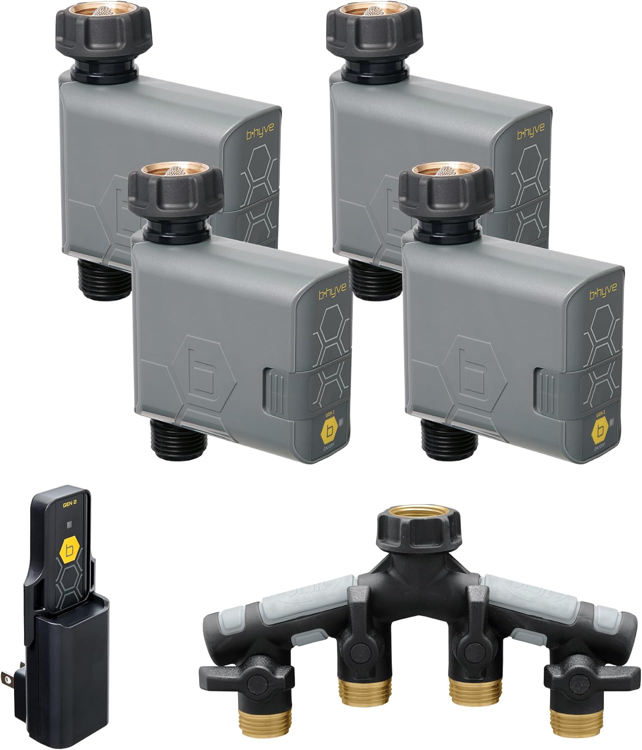 Orbit 21207 B-hyve Gen 2 Smart Hose Watering Timer, 4-Pack with Wi-Fi Hub and Hose Y Splitter Orbit 21207 B-hyve Gen 2 Smart Hose Watering Timer, 4-Pack with Wi-Fi Hub and Hose Y Splitter