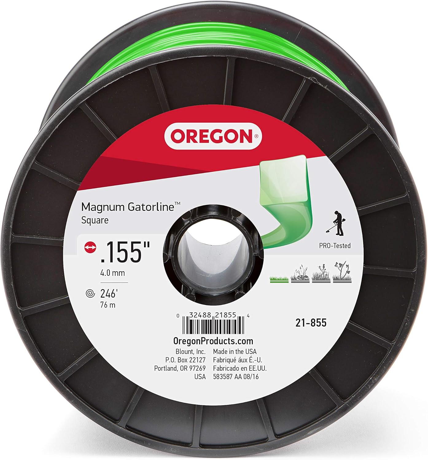 Oregon 21-855 Gatorline Square String Trimmer Line .155-Inch Diameter 3-Pound Spool, Green Oregon 21-855 Gatorline Square String Trimmer Line .155-Inch Diameter 3-Pound Spool, Green