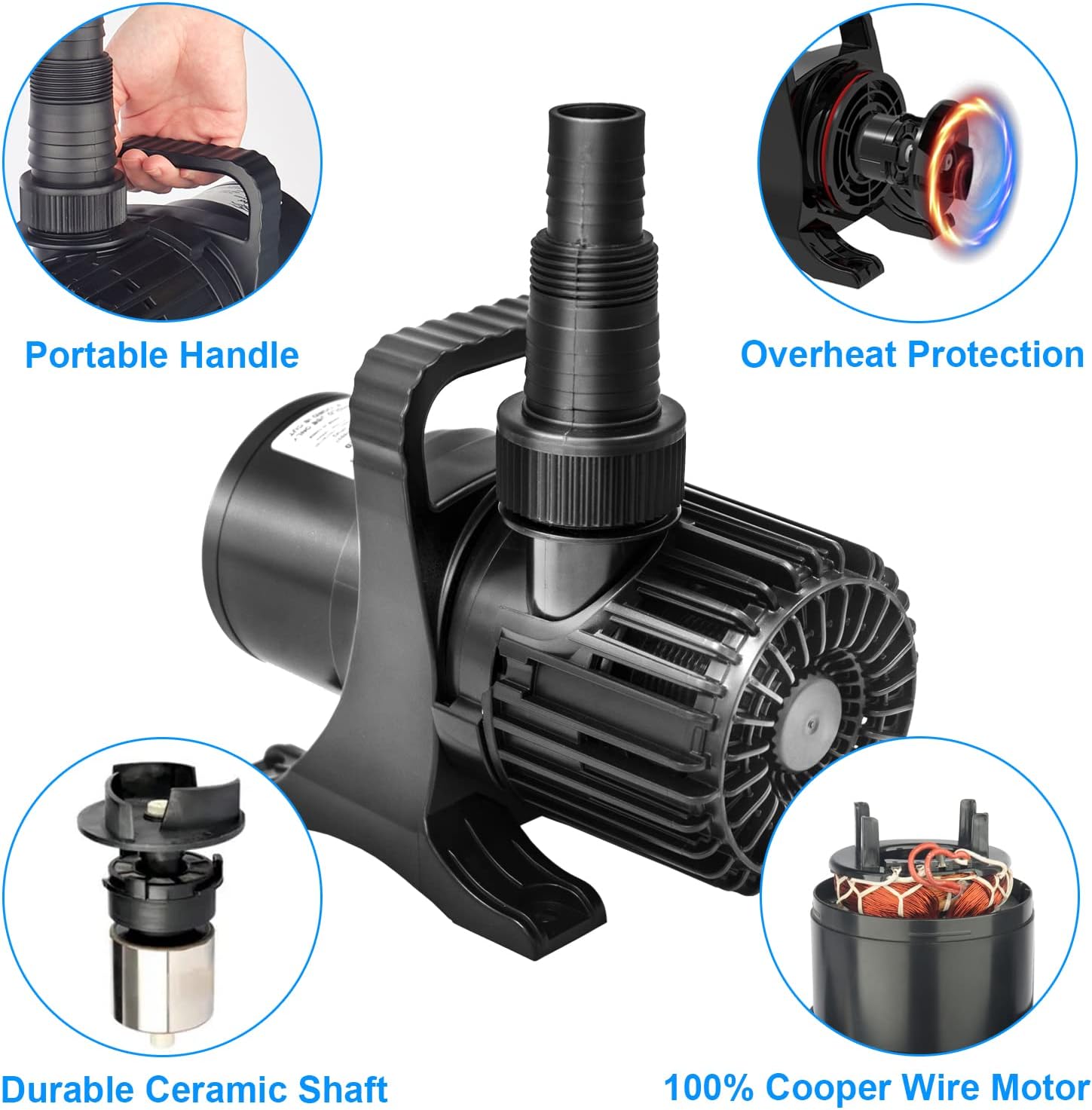 Outdoor 3000gph-155W 32.8FT Pond Water-fall & Kio Fish Fountain-s &Garden Pump Submersible IPX8 Long 32.8FT Cord Smart-er & Quieter Duck & Yard Ponds Pumps, 1 Barrier Pump Bag7