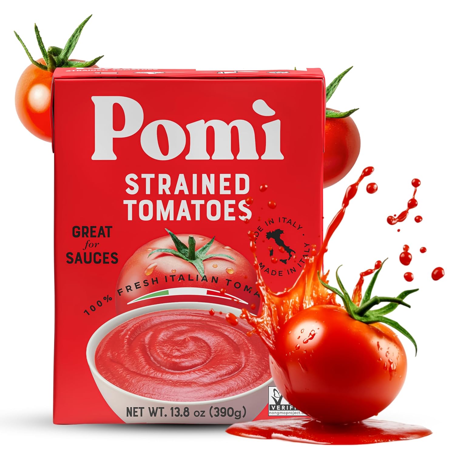 Pomì Strained Tomatoes 13.8oz (Pack of 12) - Creamy, Velvety Italian Tomato Puree, No Additives or Preservatives - BPA-Free Pureed Tomatoes Made from 100% Fresh Italian Pomì Strained Tomatoes 13.8oz (Pack of 12) - Creamy, Velvety Italian Tomato Puree, No Additives or Preservatives - BPA-Free Pureed Tomatoes Made from 100% Fresh Italian