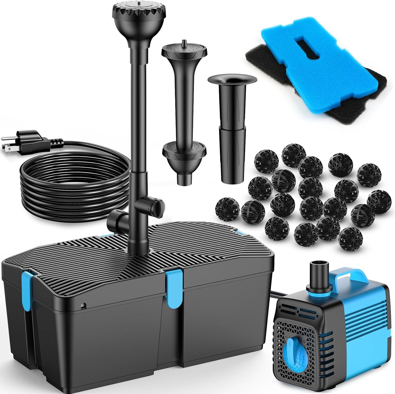 Pond Filter with Fountain Pump Kits, 660GPH Pond Pump and Filter Kit with 50W Submersible Water Pump, Pond Filters for Outdoor Ponds Clean Koi Pond Filter Pond Filter with Fountain Pump Kits, 660GPH Pond Pump and Filter Kit with 50W Submersible Water Pump, Pond Filters for Outdoor Ponds Clean Koi Pond Filter
