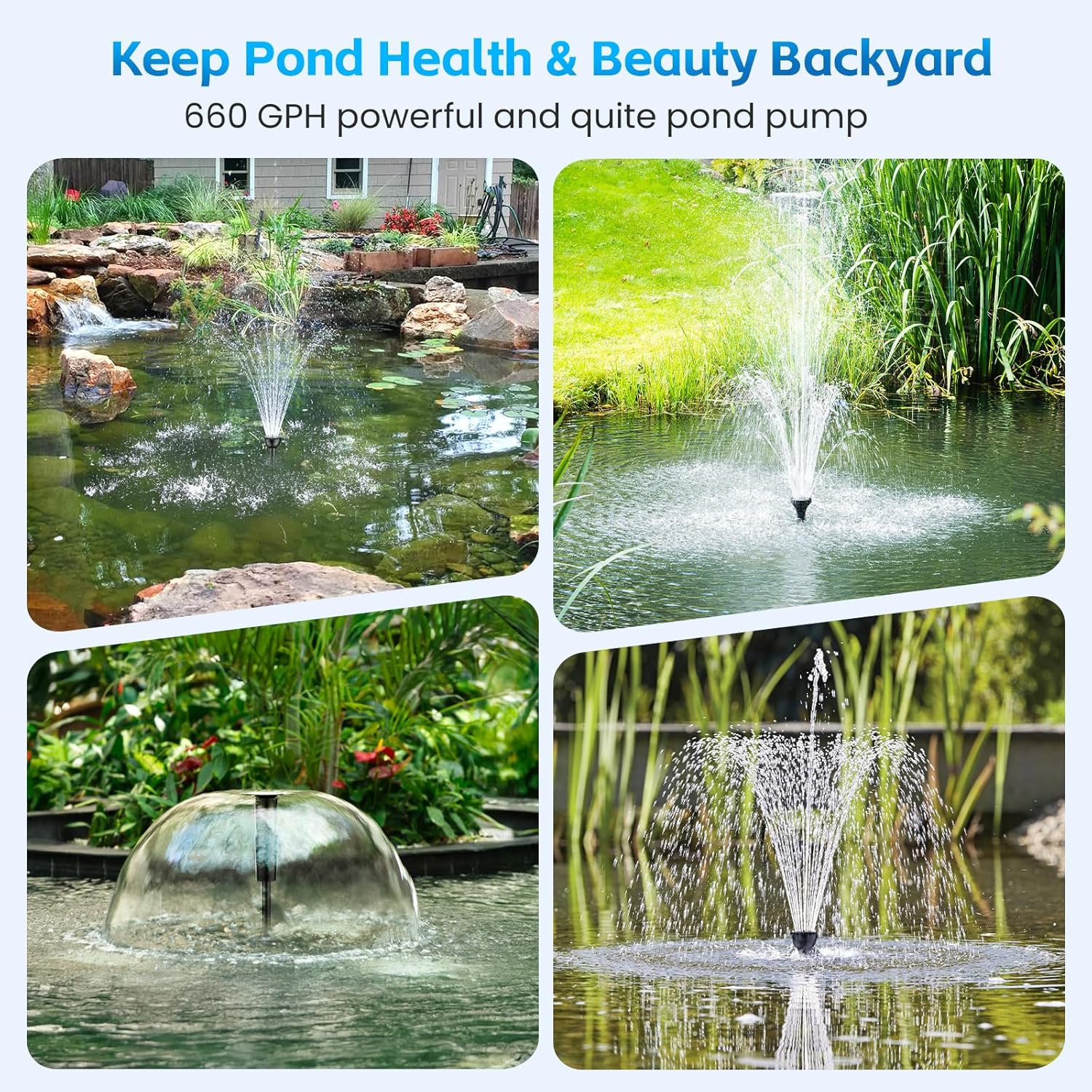 Pond Filter with Fountain Pump Kits, 660GPH Pond Pump and Filter Kit with 50W Submersible Water Pump, Pond Filters for Outdoor Ponds Clean Koi Pond Filter67