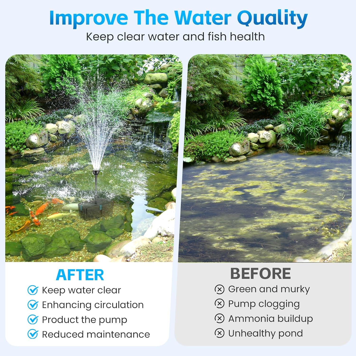 Pond Filters for Outdoor Ponds, 820 GPH Pond Filter with Fountain Pump cKits, 60W Pond Pump and Filter Kit for Koi Pond Clean, Garden Fountains, Waterfall1
