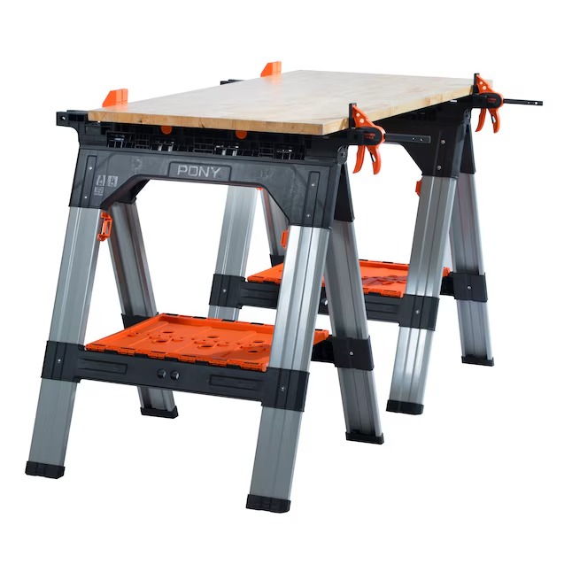 Pony 60400 2 -Pack 27-in W x 34.6-in H Plastic Steel Saw Horse ( 1200-lb Capacity)1_11zon