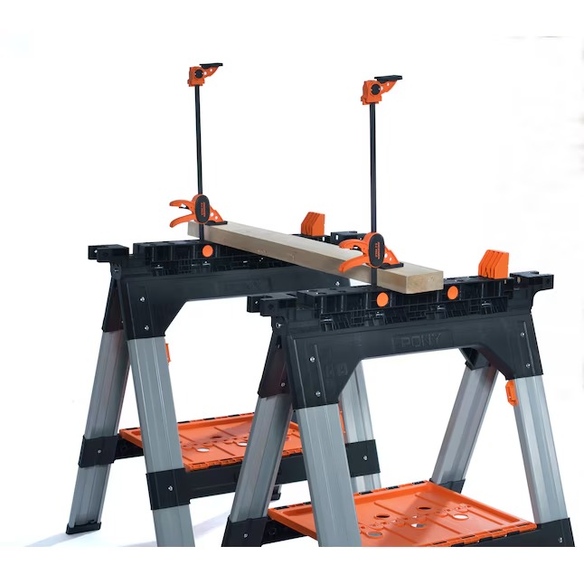 Pony 60400 2 -Pack 27-in W x 34.6-in H Plastic Steel Saw Horse ( 1200-lb Capacity)5_11zon