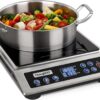 Portable Induction Cooktop, NSF Certified Pro Induction Hot Plate, Powerful 1800W with Large 8" Heating Coil, 18/10 Stainless Steel, 18 Temp Settings Commercial Grade Countertop Burner