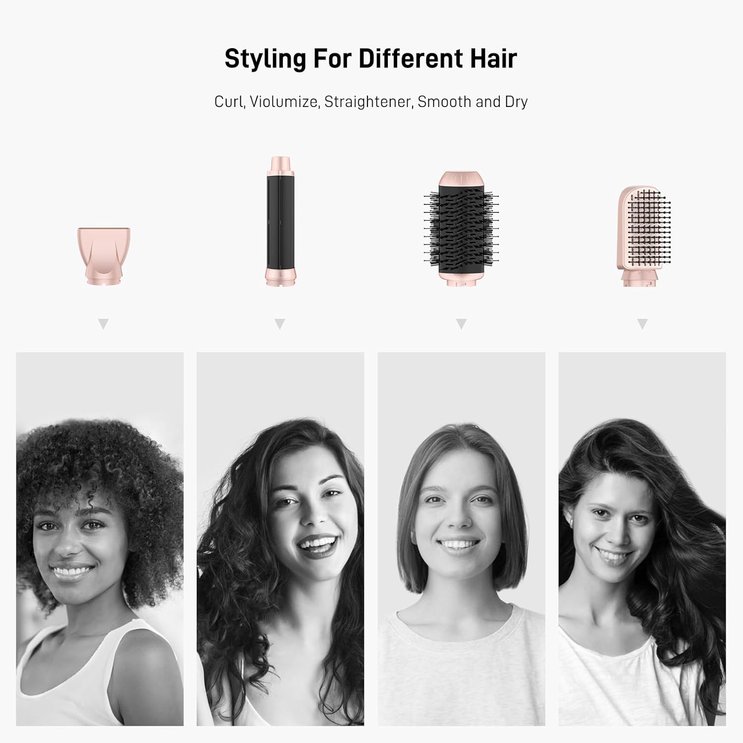 Professional Air Styling & Drying System - Powerful Hair Dryer Brush - Multi-Styler with Auto-Wrap Curlers, Paddle Brush, Oval Brush, Styling Concentrator, No Heat Damage, Portable Travel Case (Sliver)1