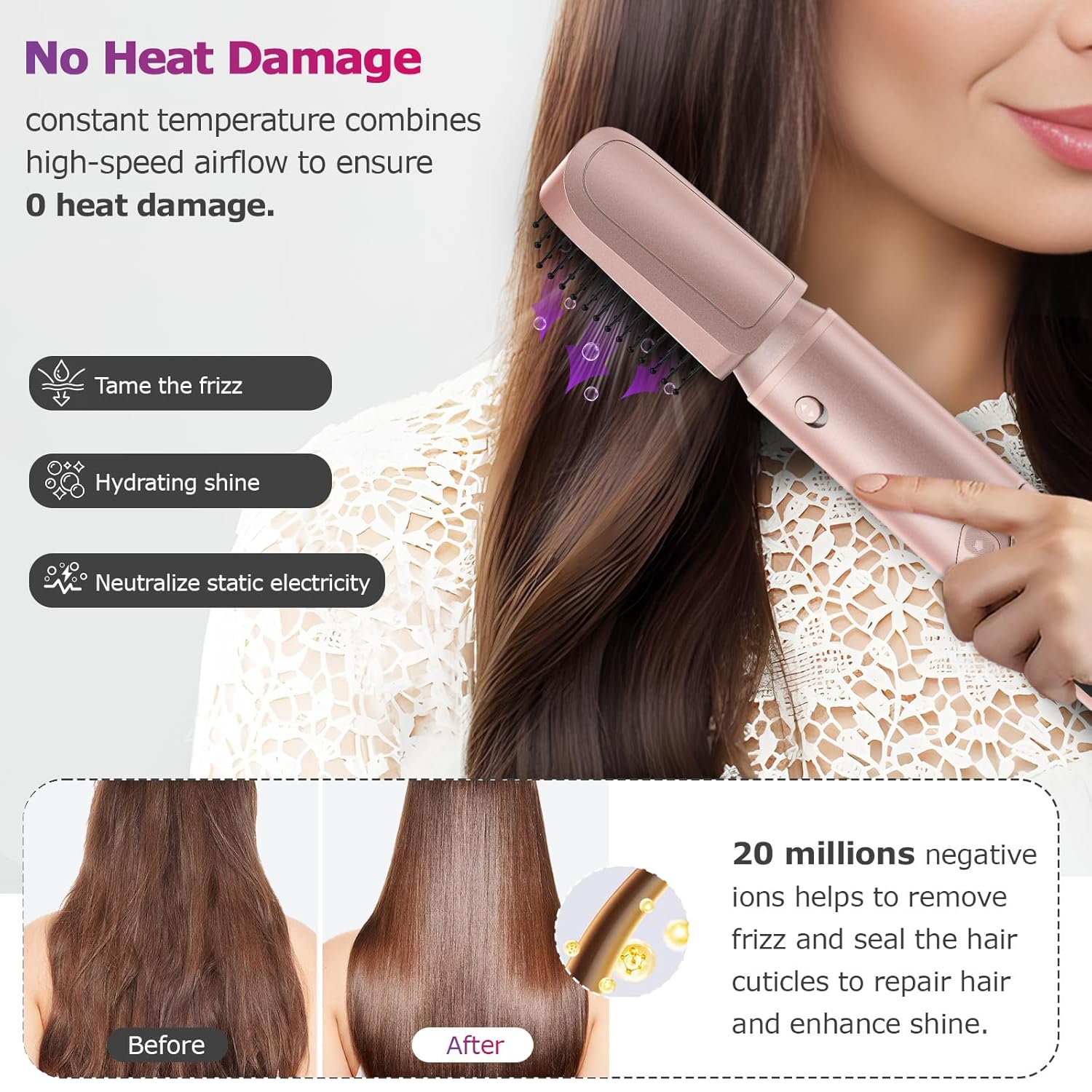 Professional Air Styling & Drying System - Powerful Hair Dryer Brush - Multi-Styler with Auto-Wrap Curlers, Paddle Brush, Oval Brush, Styling Concentrator, No Heat Damage, Portable Travel Case (Sliver)9