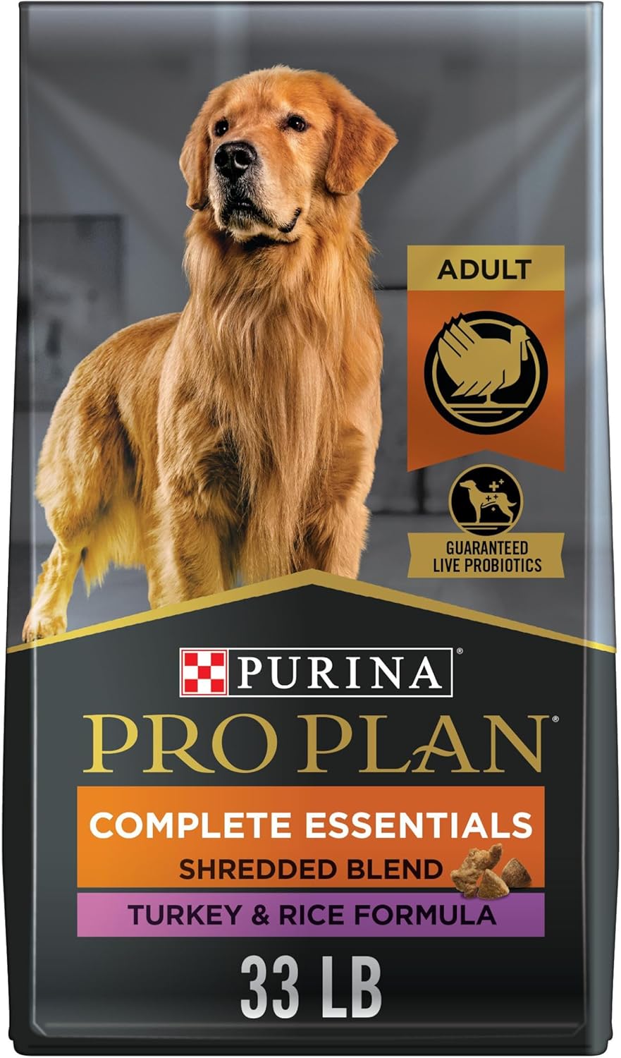 Purina Pro Plan Complete Essentials Shredded Blend Turkey and Rice Dog Food Dry Formula with Probiotics for Dogs - 33 lb. Bag Purina Pro Plan Complete Essentials Shredded Blend Turkey and Rice Dog Food Dry Formula with Probiotics for Dogs - 33 lb. Bag