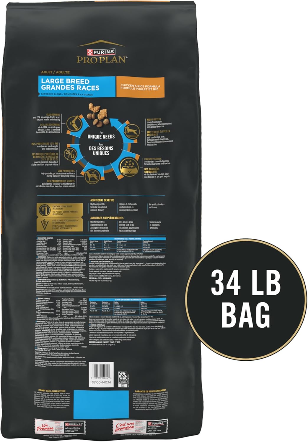 Purina Pro Plan Joint Health for Dogs, Large Breed Dog Food Dry, Shredded Blend Chicken & Rice Formula - 34 lb. Bag12
