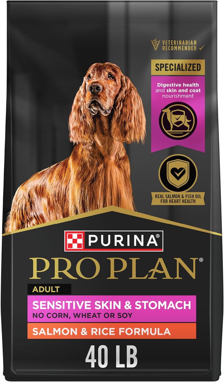 Purina Pro Plan Sensitive Skin and Stomach Dog Food Dry, Adult Salmon & Rice Formula, Digestive Health - 40 lb. Bag Purina Pro Plan Sensitive Skin and Stomach Dog Food Dry, Adult Salmon & Rice Formula, Digestive Health - 40 lb. Bag