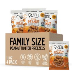 Quinn Creamy Peanut Butter Filled Pretzel Nuggets - Made with Real Ingredients, Whole Grain Sorghum, Sea Salt, Vegan, Gluten Free, Dairy Free, Non-GMO - 11 Oz (Pack of 4)