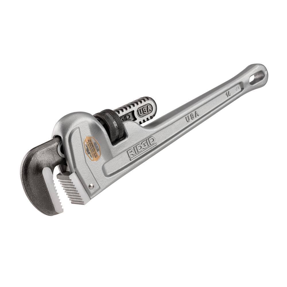 RIDGID 31095 14 in. Aluminum Straight Pipe Wrench for Plumbing, Sturdy Plumbing Pipe Tool with Self Cleaning Threads and Hook Jaws RIDGID 31095 14 in. Aluminum Straight Pipe Wrench for Plumbing, Sturdy Plumbing Pipe Tool with Self Cleaning Threads and Hook Jaws