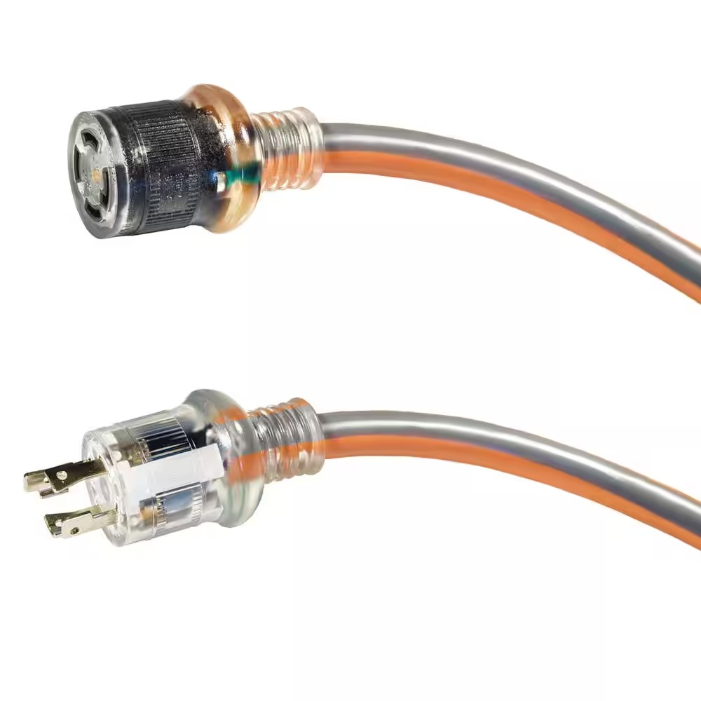 RIDGID 69L14025RGD 25 ft. 10 4 Heavy Duty Outdoor L14-30 Amp Generator Extension Cord with Lighted End, Orange Grey 362_11zon