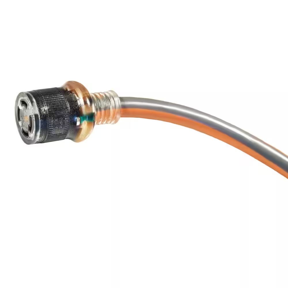 RIDGID 69L14025RGD 25 ft. 10 4 Heavy Duty Outdoor L14-30 Amp Generator Extension Cord with Lighted End, Orange Grey 363_11zon