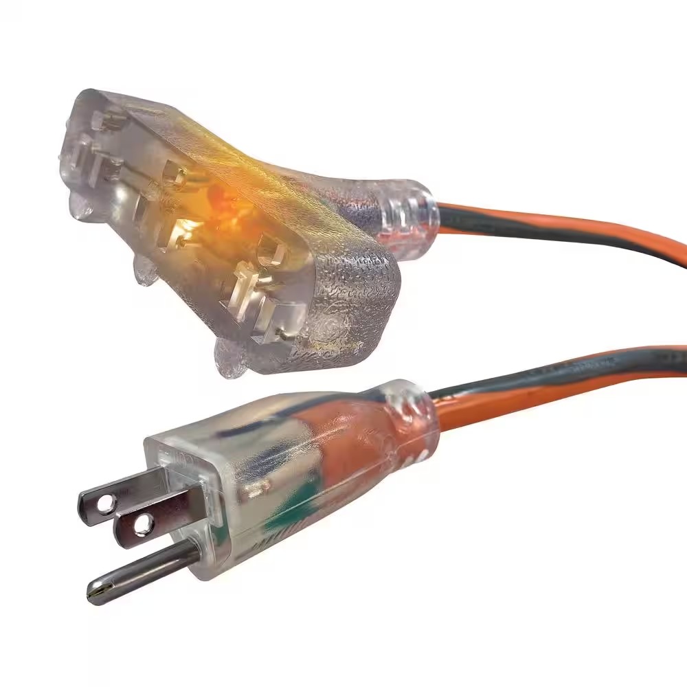 RIDGID 76100RGD 100 ft. 12 3 Heavy Duty Indoor Outdoor Extension Cord with Tritap Lighted End, Orange Grey4_11zon