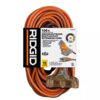 RIDGID 76100RGD 100 ft. 12/3 Heavy Duty Indoor/Outdoor Extension Cord with Tritap Lighted End, Orange/Grey