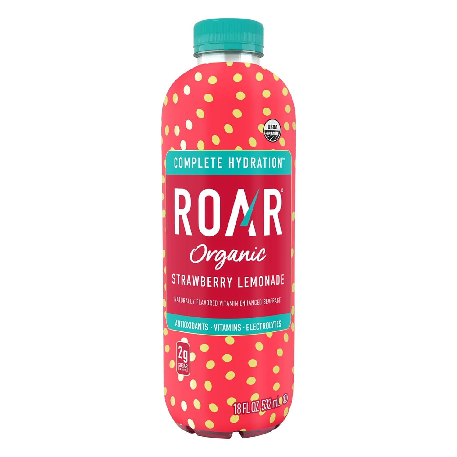 ROAR Complete Hydration Organic - Electrolyte Drinks Loaded with Vitamins C, B5, B12 - Non-GMO, Gluten-Free - Strawberry Lemonade - 12 pc12