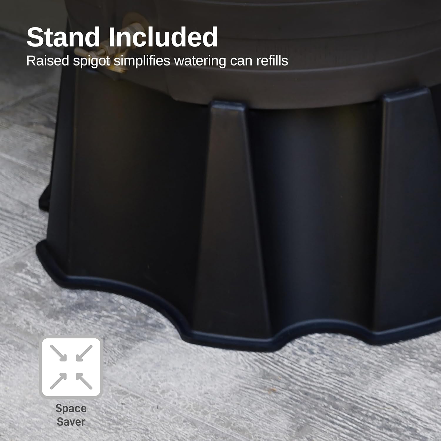 RTS Home Accents 50-Gallon Dual Spigot Rain Barrel, Flat Back Rain Water Collection Barrel, Stand Included, Walnut Color7