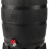 RTS Home Accents 50-Gallon ECO Rain Barrel Made with 100% Recycled Plastic, Flat Back Rain Water Collection Barrel, Stand Included, Black