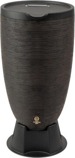 RTS Home Accents 50-Gallon Newport Rain Barrel with Stand and Removable Lid, Bronze Color