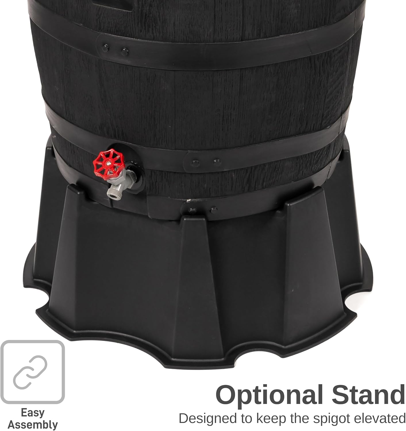 RTS Home Accents Premium 55-Gallon Eco Rain Barrel with Removable Lid, Flat Back Rain Water Collection Barrel, Made with 100% Recycled Plastic, Black8