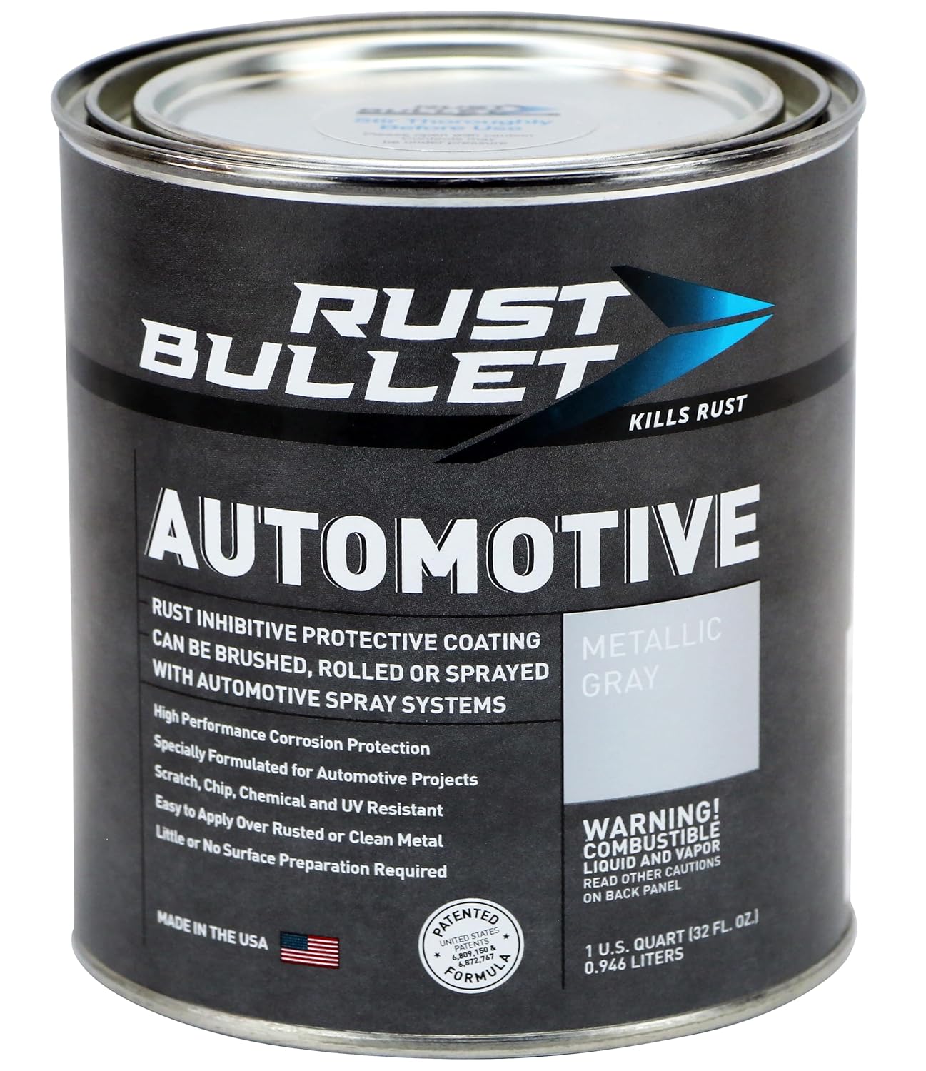 RUST BULLET Automotive - Metallic Gray - 1 Quart - Rust Inhibitor & Protective Coating for Cars, Trucks, & Metal Surfaces, UV Resistant, No Topcoat Needed RUST BULLET Automotive - Metallic Gray - 1 Quart - Rust Inhibitor & Protective Coating for Cars, Trucks, & Metal Surfaces, UV Resistant, No Topcoat Needed