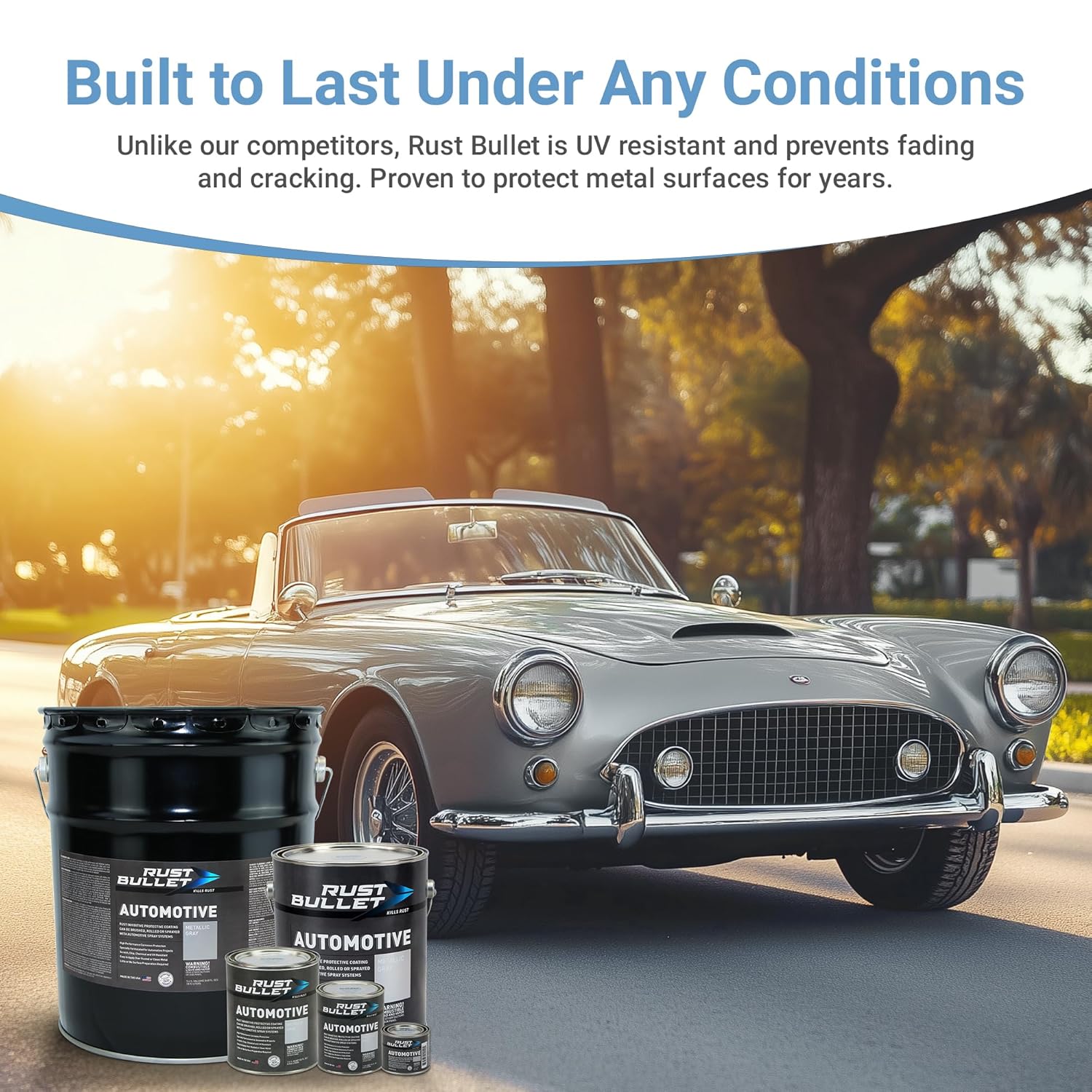 RUST BULLET Automotive - Metallic Gray - 1 Quart - Rust Inhibitor & Protective Coating for Cars, Trucks, & Metal Surfaces, UV Resistant, No Topcoat Needed3