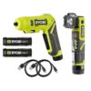 RYOBI FVD50K-FVL54K USB Lithium 2-Tool Combo Kit with Screwdriver, LED Flashlight, (2) 2.0 Ah USB Lithium Batteries, & (2) Charging Cables