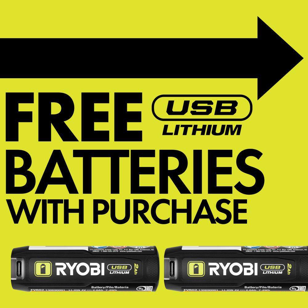RYOBI FVD50K-FVM51K USB Lithium 2-Tool Combo Kit with Screwdriver, Rotary Tool, (2) Batteries, and (2) USB Charging Cables1