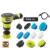 RYOBI FVG51K-A95SPBK223 USB Lithium Compact Scrubber Kit with Battery, Charging Cord, Medium Bristle Brush, & Scrubber Accessory Kit (11-Piece)