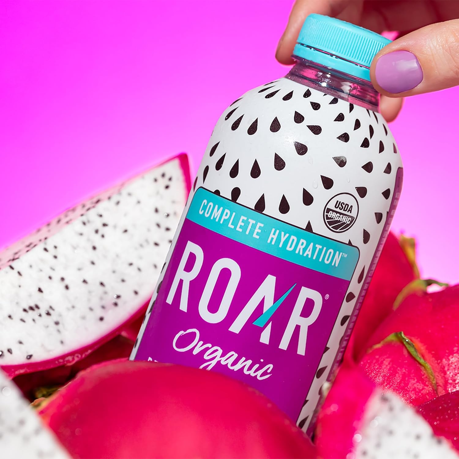 Roar Complete Hydration Organic - Electrolyte Drinks Loaded with Vitamins C, B5, B12 - Non-GMO, Gluten-Free - Dragonfruit Punch - 12 pc1