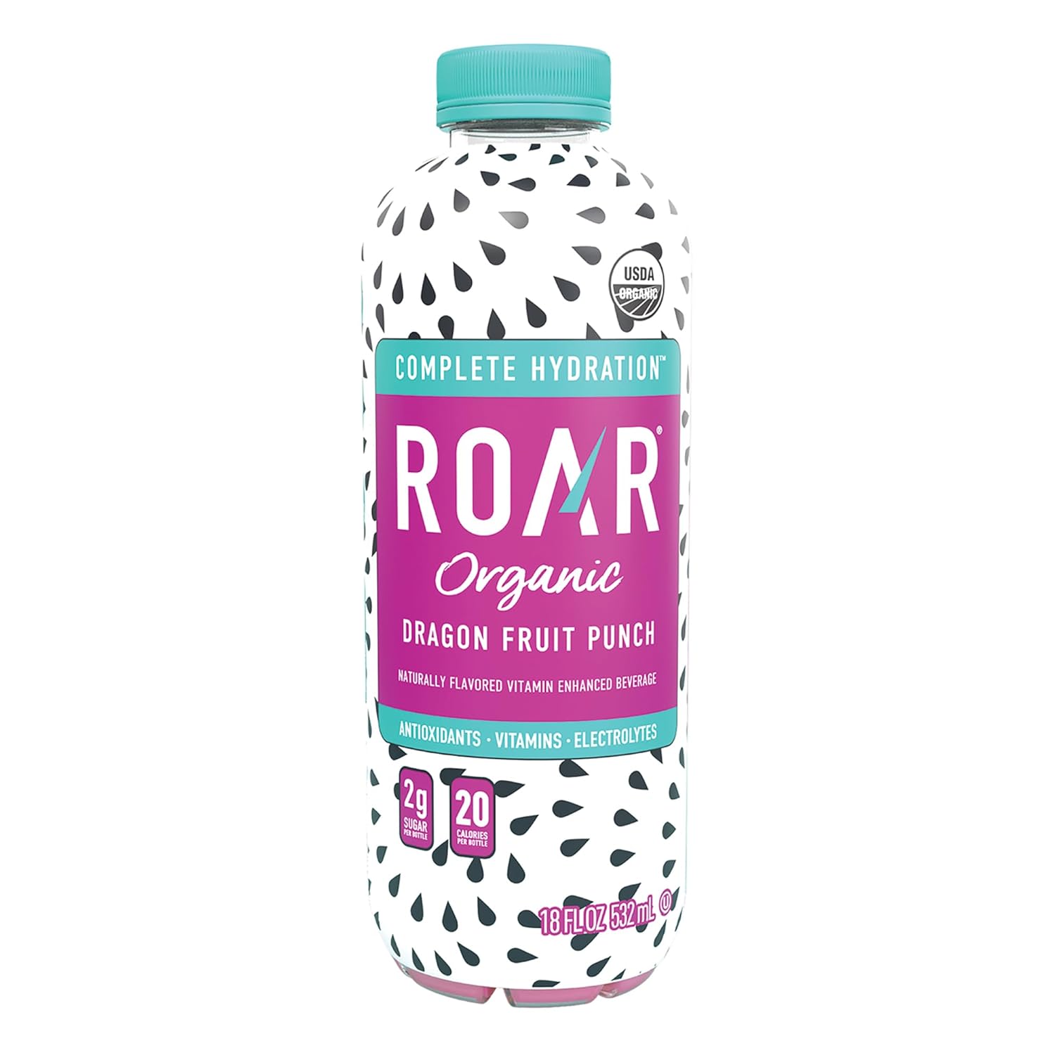 Roar Complete Hydration Organic - Electrolyte Drinks Loaded with Vitamins C, B5, B12 - Non-GMO, Gluten-Free - Dragonfruit Punch - 12 pc12