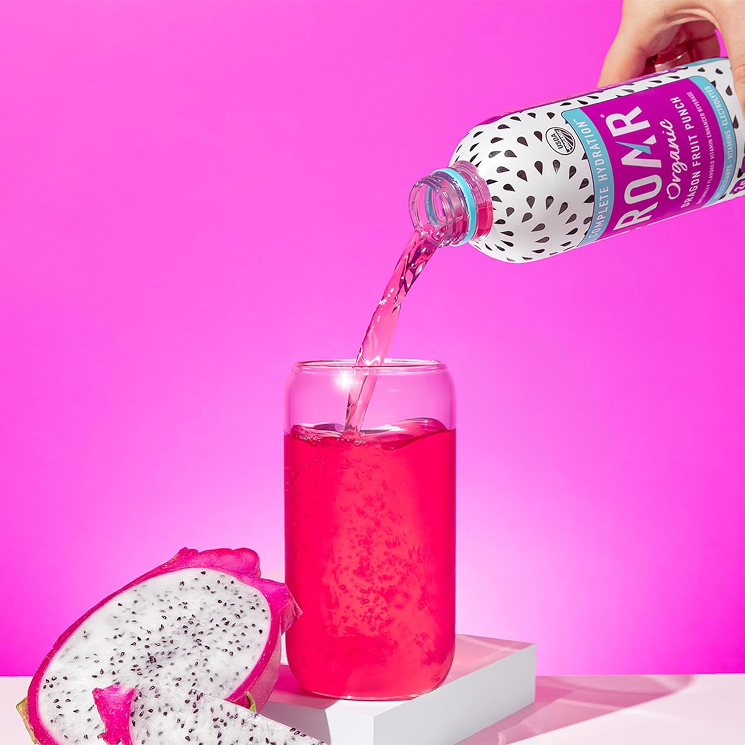 Roar Complete Hydration Organic - Electrolyte Drinks Loaded with Vitamins C, B5, B12 - Non-GMO, Gluten-Free - Dragonfruit Punch - 12 pc3