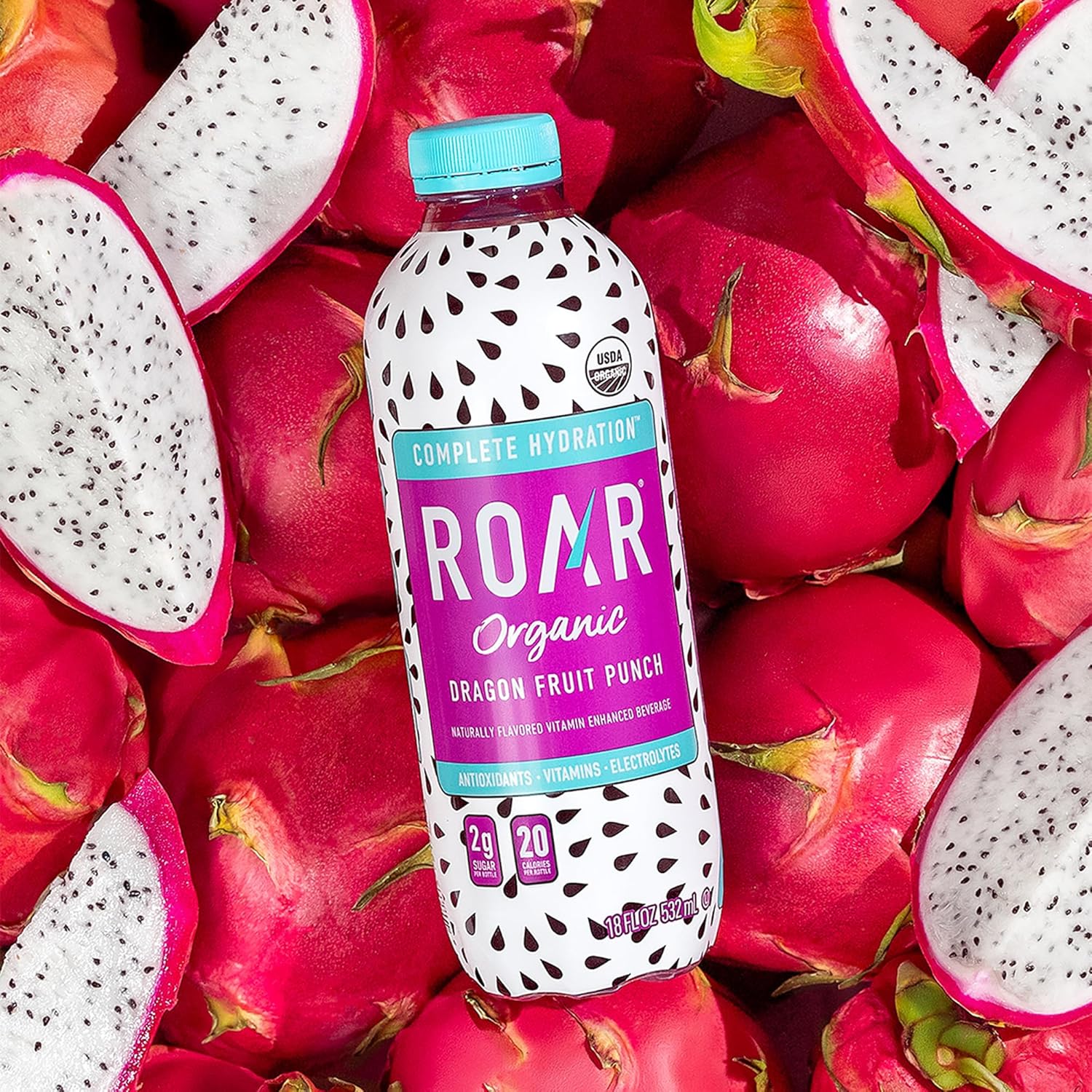 Roar Complete Hydration Organic - Electrolyte Drinks Loaded with Vitamins C, B5, B12 - Non-GMO, Gluten-Free - Dragonfruit Punch - 12 pc6